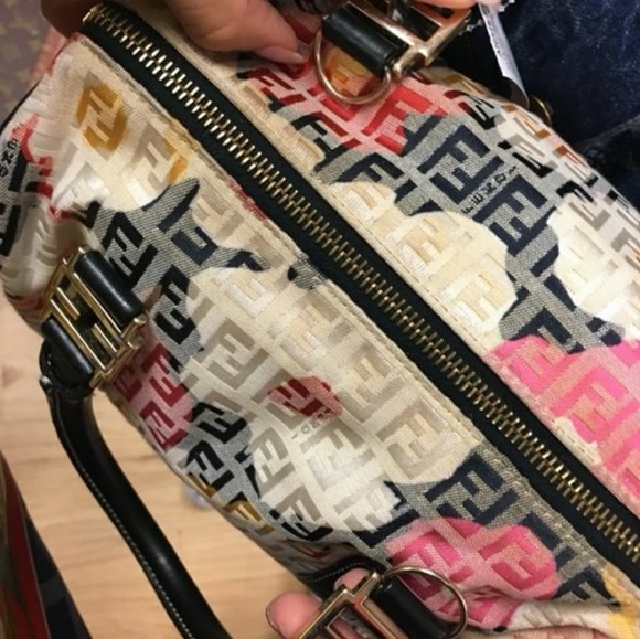 Auth Fendi Floral Mini Zucca Boston Bag RARE - Picture 5 of 8